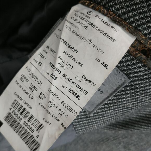 John W. Nordstrom Men's Blazer Suit Jacket Gray 44L 2-Button Cashmere Silk - Picture 11 of 14